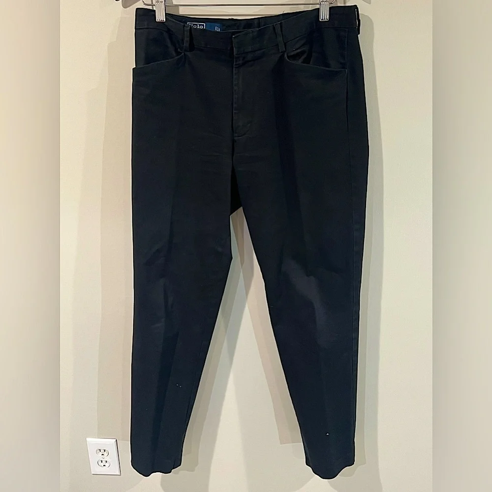 Men’s Polo Ralph Lauren Perfect Chino 32W 32L Navy Flat Front Slacks Pants EUC